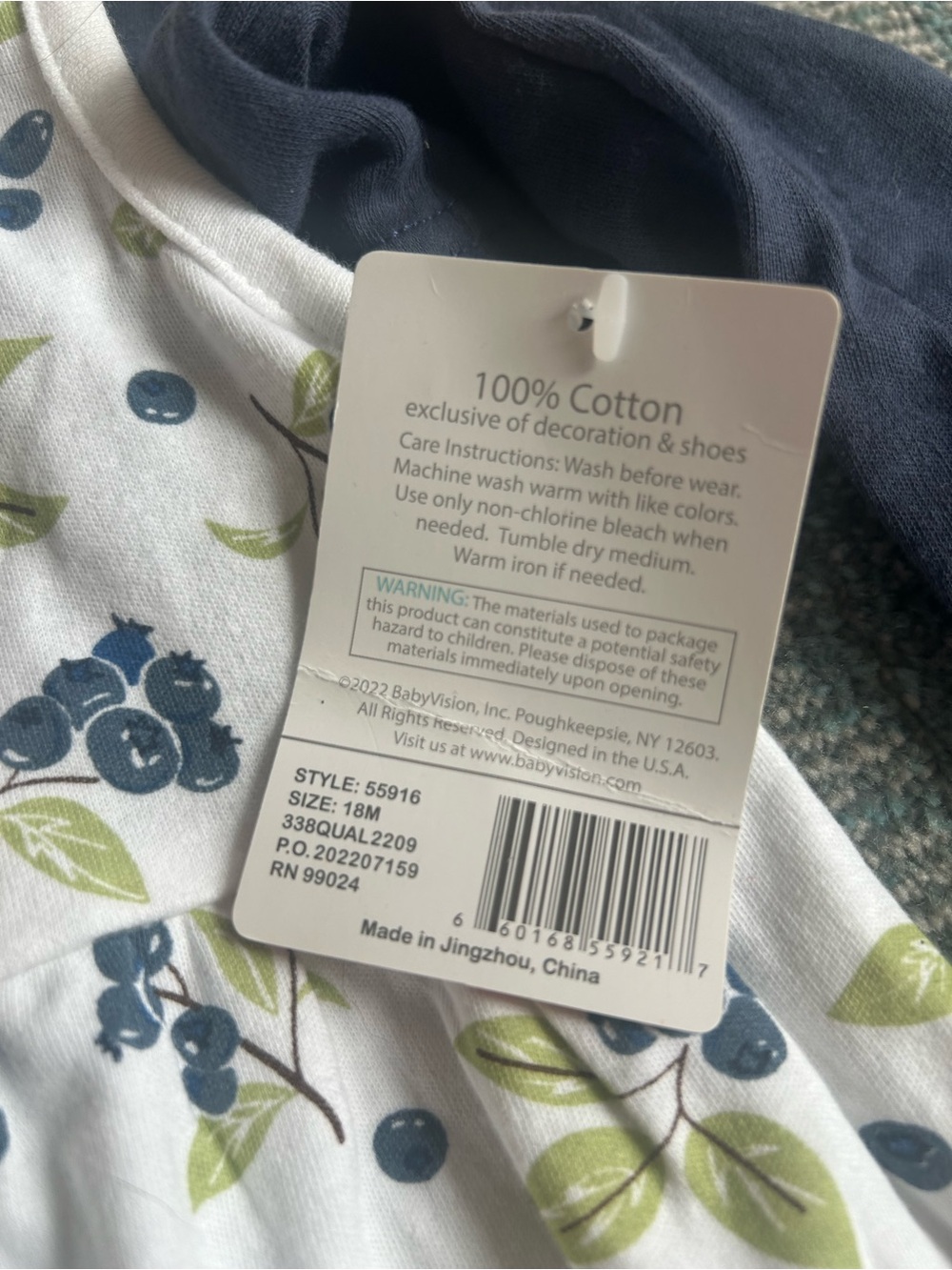 Kids Navy & White Blueberry Print Dress - Picture 2 of 3